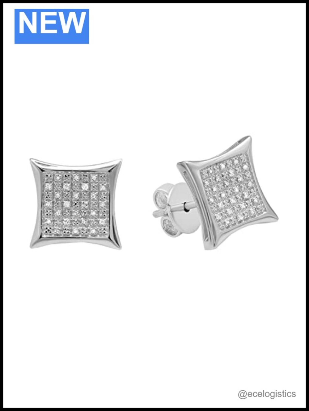 14K White Gold Diamond Stud Earrings